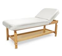 QUIRUMED Lettino da massaggio, legno, SPA, con schienale, colore bianco, similpelle, imbottitura ad alta densità, regolabile in altezza