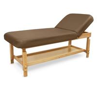 QUIRUMED Lettino da massaggio, legno, SPA, con schienale, colore marrone chiaro, similpelle, imbottitura ad alta densità, altezza regolabile