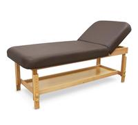QUIRUMED Lettino da massaggio, legno, SPA, con schienale, colore marrone, similpelle, imbottitura ad alta densità, regolabile in altezza