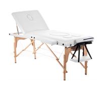 QUIRUMED Lettino da massaggio per donne incinte, pieghevole, 194 x 70 cm, colore bianco, legno, similpelle, foro per pancia, foro per viso, testa rimovibile, fino a 150 kg