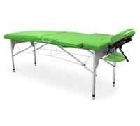 QUIRUMED Lettino da massaggio pieghevole Easy in alluminio, 186 x 66 cm, colore verde, similpelle, leggero, portatile, testa rimovibile, foro facciale, braccioli rimovibili, altezza regolabile,
