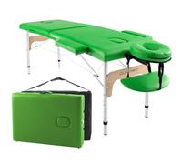 QUIRUMED Lettino da massaggio pieghevole Easy in alluminio, colore verde, 180 x 60 cm, in similpelle, portatile, testa rimovibile leggera, foro facciale, altezza regolabile, fino a 120 kg