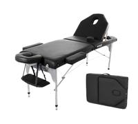 QUIRUMED Lettino da massaggio pieghevole in alluminio, 186 x 66 cm, imbottito 14 cm, similpelle, colore nero, altezza regolabile, schienale ribaltabile, leggero, fino a 150 kg