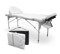 QUIRUMED Lettino da massaggio pieghevole in alluminio Pro, 186 x 66 cm, con schienale ribaltabile, colore bianco, similpelle, foro per il viso, testa rimovibile, altezza regolabile, 2 sezioni