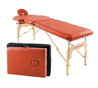Quirumed Lettino da massaggio pieghevole in legno Easy, colore Arancione, 182 x 60 cm, ecopelle, portatile, leggera testa rimovibile, foro viso, altezza regolabile, fino a 120 kg