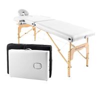 QUIRUMED Lettino da massaggio pieghevole in legno Easy, colore bianco, 182 x 60 cm, ecopelle, portatile, leggera testa rimovibile, foro viso, altezza regolabile, fino a 120 kg