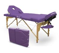 QUIRUMED Lettino da massaggio pieghevole in legno Elite, colore viola, 194 x 70 cm, similpelle, portatile, schienale pieghevole, testa rimovibile, foro facciale, altezza regolabile, fino a 150 kg