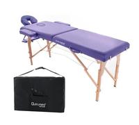 QUIRUMED Lettino da massaggio pieghevole in legno facile, colore viola, 194 x 70 cm, lettino da massaggio, massaggio fisioterapico, similpelle, testa articolata, altezza regolabile, 2 sezioni