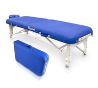 Quirumed Lettino da massaggio shiatsu pieghevole, in legno, 211 x 60 cm, colore blu, similpelle, regolabile in altezza, poggiatesta rimovibile, struttura rinforzata, fino a 185 kg