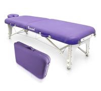 QUIRUMED Lettino da massaggio shiatsu pieghevole, Legno, 211 x 60 cm, Viola, Similpelle, Altezza regolabile, Poggiatesta rimovibile, Struttura rinforzata, Fino a 185 kg