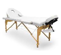 QUIRUMED Lettino pieghevole in legno Pro, 194 x 70 cm, con schienale ribaltabile, colore bianco, ecopelle, foro viso, testa rimovibile, altezza regolabile, fino a 150 kg