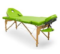 QUIRUMED Lettino pieghevole in legno Pro, 194 x 70 cm, con schienale ribaltabile, colore Verde pistacchio, ecopelle, foro viso, testa rimovibile, altezza regolabile, fino a 150 kg