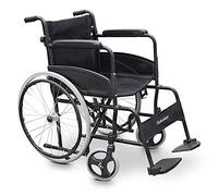 Quirumed Sedia a rotelle in acciaio, modello EASY COMPACT, pieghevole, seduta 46 cm, leggera, tasca portadocumenti, per anziani, per disabili, fino a 110 kg