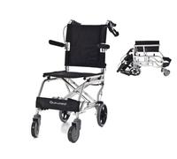 QUIRUMED Sedia a rotelle in alluminio da viaggio, carrozzina da transito, carrozzina da trasferimento, seduta 36 cm, leggera, pieghevole, braccioli e poggiapiedi reclinabili