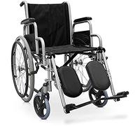 QUIRUMED Sedia a rotelle manuale in acciaio, larghezza seduta 46 cm, braccioli rimovibili, poggiapiedi ribaltabili 90º, Pieghevole, Leggero, Per anziani, Per disabili