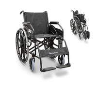 QUIRUMED Sedia a rotelle pieghevole in acciaio EASY STYLE, Acciaio, Larghezza 46 cm, Facile da piegare, Cerchi semoventi, Poggiapiedi pieghevole, Sedile imbottito, Freni manuali