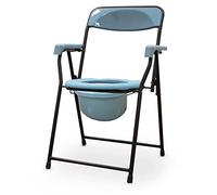 QUIRUMED Sedia da Toilette con Braccioli, Sedia con WC, Leggera, Pieghevole, con Schienale, con WC Rimovibile e con Coperchio, Sedia da Toilette, per Anziani, per Disabili