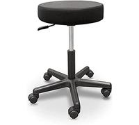 QUIRUMED Sgabello Alto, Rivestito in Similpelle, Colore Nero, Elevazione a Gas, con 5 Ruote, Girevole, Imbottitura ad Alta Densità, Fino a 135 kg