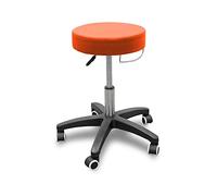 QUIRUMED Sgabello con base arrotolabile e porta asciugamani, colore arancione, similpelle, imbottitura ad alta densità, leggero, con ruote, altezza regolabile, fino a 150 kg
