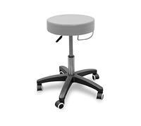 QUIRUMED Sgabello con base arrotolabile e porta asciugamani, colore argento, similpelle, imbottitura ad alta densità, leggero, con ruote, altezza regolabile, fino a 150 kg
