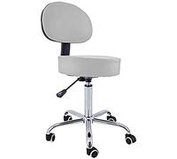 QUIRUMED Sgabello con Schienale, Base Cromata, 5 Ruote e Alzata a Gas, Colore Silver, Struttura in Metallo, Similpelle, Imbottitura ad Alta Densità, Altezza Regolabile, Fino a 150 kg
