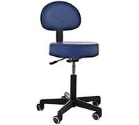 QUIRUMED Sgabello con schienale, sollevamento a gas, con 5 ruote, colore blu, rivestito in ecopelle ad alta densità, altezza regolabile, fino a 135 kg
