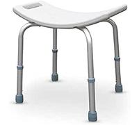 QUIRUMED Sgabello da Bagno, Regolabile in Altezza, Ortopedico, Seduta in PVC, Ergonomico, Estremità Antiscivolo, Colore Bianco, per Anziani