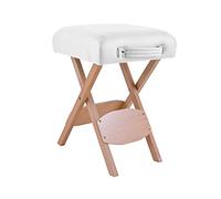 QUIRUMED Sgabello Pieghevole in Legno con Sedile, Rivestito in Bianco, Multiuso, Tavolino, Poggiapiedi, Similpelle, Trasportabile, Fino a 100 kg, 33 x 33 x 48