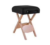 QUIRUMED Sgabello Pieghevole in Legno con Sedile, Rivestito in Colore Nero, Multiuso, Tavolino, Poggiapiedi, Similpelle, Trasportabile, Fino a 100 kg, 33 x 33 x 48