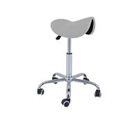 QUIRUMED Sgabello Pony 5 ruote, base cromata, colore argento, rivestimento in similpelle, altezza regolabile, leggero, design ergonomico, girevole, fino a 150 kg