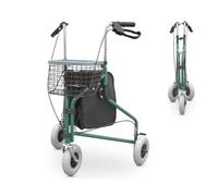 Quirumed Walker pieghevole a 3 ruote con cestino e zaino