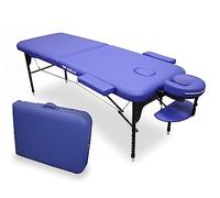 Quirumed WELLCORE - Barella pieghevole in alluminio, 185 x 65 cm, ecopelle, altezza regolabile, testa snodata, foro facciale, bracci laterali, colore blu, zaino da trasporto, fino a 225 kg