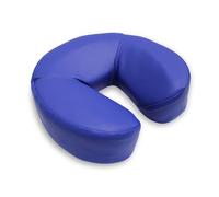 Quirumed WELLCORE - Cuscino viso per massaggi, 25 x 26 x 6 cm, in ecopelle, sfoderabile, con velcro, forma di ferro di cavallo, ergonomico, per lettino da massaggio, blu