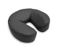 Quirumed WELLCORE - Cuscino viso per massaggio, 25 x 26 x 6 cm, in ecopelle, sfoderabile, con velcro, a forma di ferro di cavallo, ergonomico, per lettino da massaggio, nero