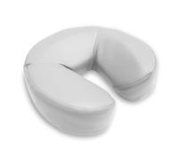 Quirumed WELLCORE - Cuscino viso per massaggio, 25 x 26 x 6 cm, in ecopelle, sfoderabile, con velcro, forma di ferro di cavallo, ergonomico, per lettino da massaggio, bianco