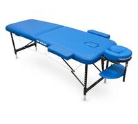 Quirumed WELLCORE Lettino Pieghevole in Alluminio, 185 x 60 cm, Altezza Regolabile, con Braccioli e Borsa per il Trasporto, Colore Blu