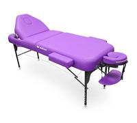 Quirumed WELLCORE Lettino Pieghevole in Alluminio, 185 x 65 cm, Schienale Reclinabile, Imbottitura da 14 cm, Altezza Regolabile, con Poggiatesta e Borsa per il Trasporto, Colore Viola