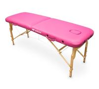 Quirumed WELLCORE Lettino Pieghevole in Legno, 180 x 60 cm, Altezza Regolabile, con Foro Facciale e Tappo, Senza Accessori, Colore Rosa