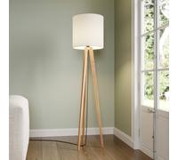 Quitani piantana Nida, struttura in legno, paralume bianco Quitani