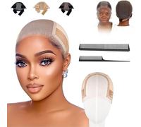 Quiteacross Wig Grip Cap, Wig Grip Band Caps for Women, Adjustable Transparent Lace Front for Keeping Wigs in Place, Non-slip Glueless Wigs Gripper with Elastic Headband(Beige)
