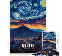 Quito, Ecuador︰ Paesaggio urbano notturno stellato Puzzle da 1000 pezzi per ragazzi Puzzle intelligente Gioco al chiuso Taglio preciso (38x26cm)