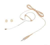 QuivyLivy Microfono a condensatore omnidirezionale con gancio per l'orecchio singolo, colore beige, per docenti di palcoscenico, da 3,5 mm, XLR a 3 pin, 4 pin, cavo da 1,2 m