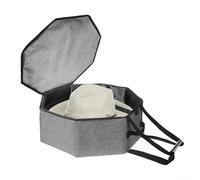 QuivyLivy Scatola portaoggetti pieghevole per cappelli da viaggio e armadio, custodia portatile a tesa larga con manici e tracolla, porta cappelli da cowboy e cappello (grigio-1)