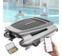 Quixnova Robot Skimmer Solare ed Elettrico per Piscina - Robot Automatico con Controllo Via App e Doppia modalità di Ricarica, per la Pulizia Continua della Superficie della Piscina (24/7) B