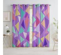 Quixora Tende Oscuranti per Interni 2 Pezzi, 117 x 229 cm Collage triangoli Termiche Isolanti, Anti-Rumore, con Occhielli, Tenda a Motivo Per Camera da Letto e Soggiorno, Viola