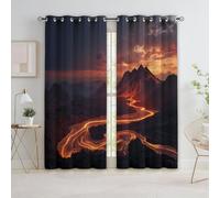 Quixora Tende Oscuranti per Interni 2 Pezzi, 140 x 245 cm Fiume di Lava Paesaggio Naturale Colline Termiche Isolanti, Anti-Rumore, con Occhielli, Tenda a Motivo Per Camera da Letto e Soggiorno