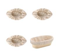 Quixotical 3 Pezzi Lino da Forno Ovale, Inserto in Lino per Cestino Pane, Fodera per Lievitazione, Accessori Tessuto per Pane Fatto in Casa