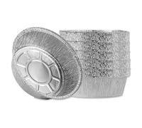 Quixotical 50 Pezzi Vaschette Rotonde Monouso, Contenitori in Alluminio Usa e Getta, Teglie per Cottura, Cottura a Vapore e Cucina (8 Pollici)