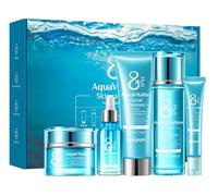 QUIYUM Kit Skincare Viso Completo 8X H2O AquaVitalize, Set Regalo Donna Beauty Routine, 5 Pezzi con Detergente, Tonico, Crema per Gli Occhi, Siero, Crema Viso Idratante