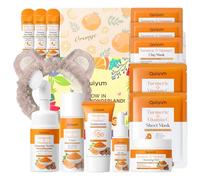 QUIYUM Kit Viso Curcuma e Vitamina C - Set Regalo Skincare 14 Pezzi Donna | Schiuma Detergente Profonda, Controllo Sebo, Idratazione e SPF 50+